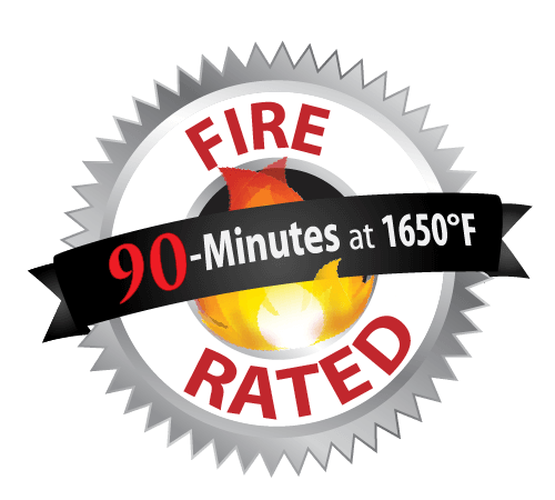 Fire rated 90 minutes at 1650 degrees farenheit